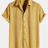 Corduroy Button Short Sleeve Shirt