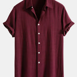 Linen Rayon Mix Button Shirt & Straight Leg Linen Pants