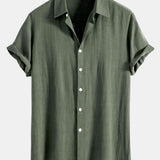 Linen Rayon Mix Button Shirt & Straight Leg Linen Pants