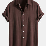 Linen Rayon Mix Button Shirt & Straight Leg Linen Pants