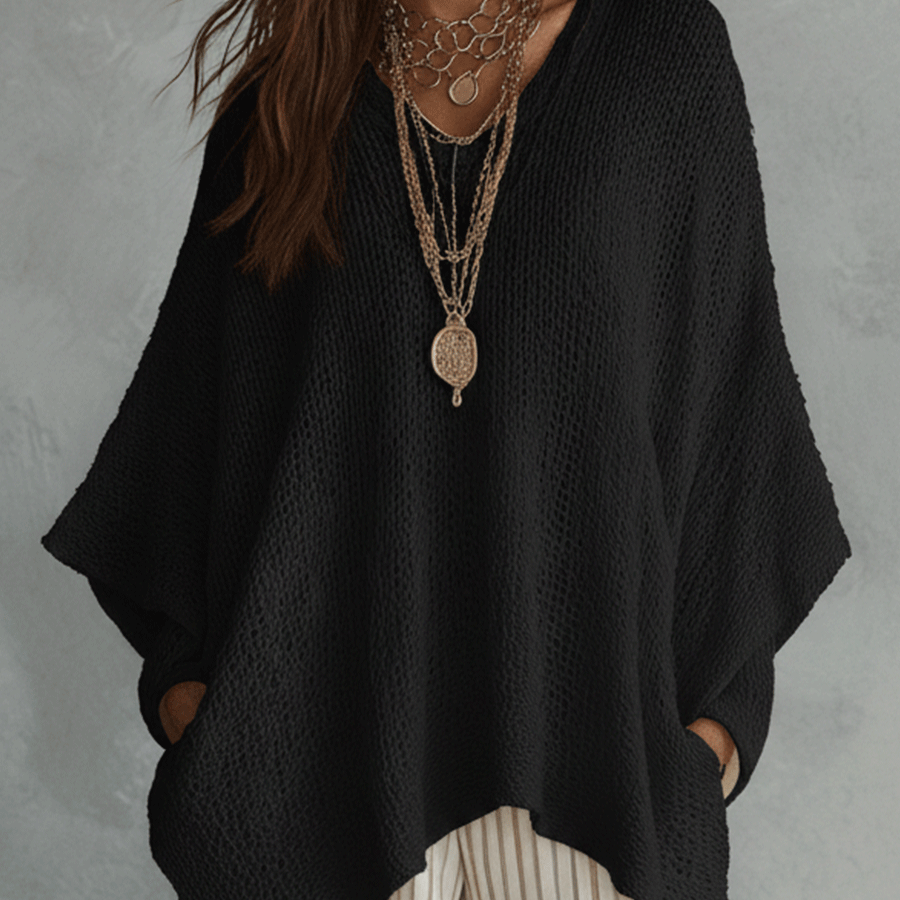 Effortless Neutral Bohemian Pullover Knit Top