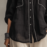Modern Bohemian Effortless Black Linen Shirt