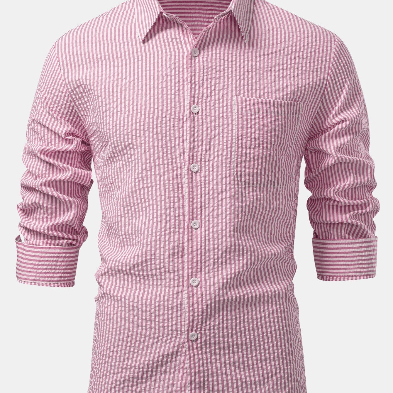 Striped Button-Up Seersucker Shirt