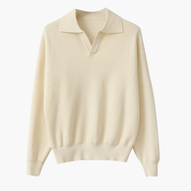 Lorenzo Virelli | Textured Knit Polo Sweater with Refined Minimalism For Men