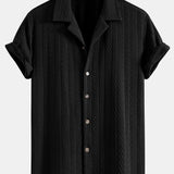 Textured Jacquard Cuban Shirt & Crinkle-Texture Straight-Leg Trousers