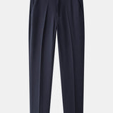 Contrast Trim Waffle Zipper Knit Polo & Slim Fit Tapered Trousers