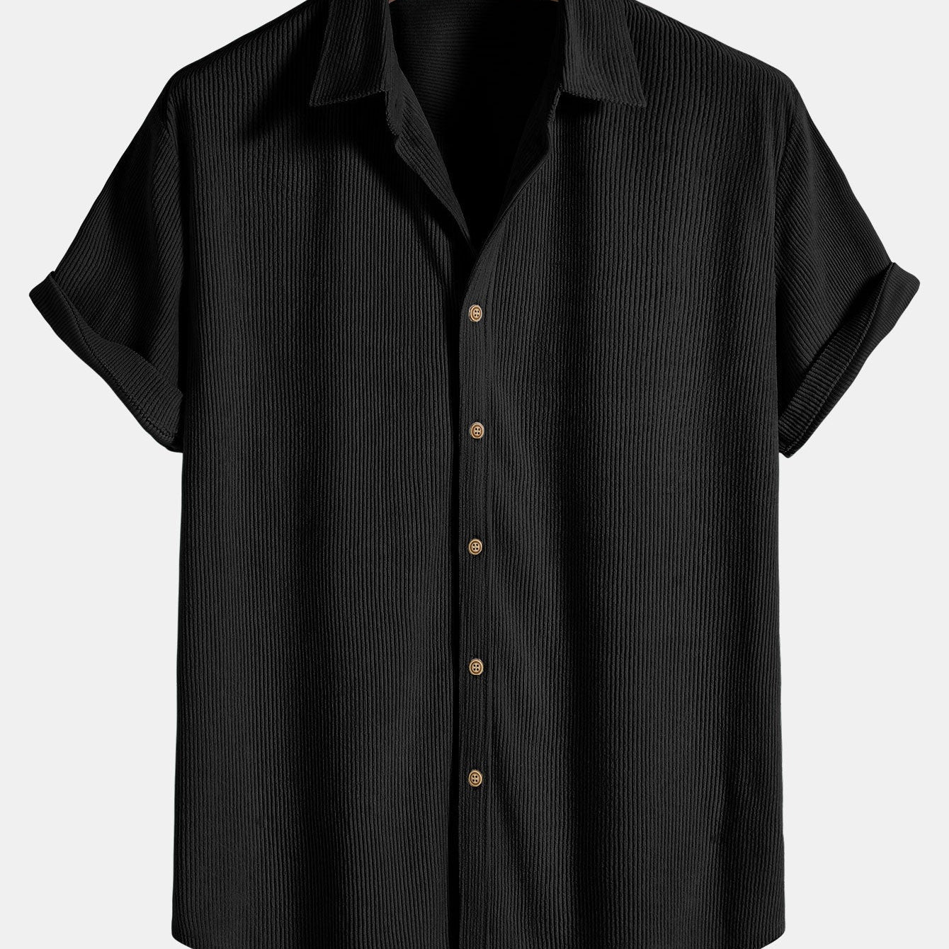 Corduroy Button Short Sleeve Shirt