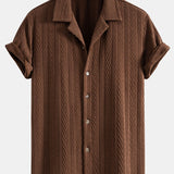 Textured Jacquard Cuban Shirt & Crinkle-Texture Straight-Leg Trousers