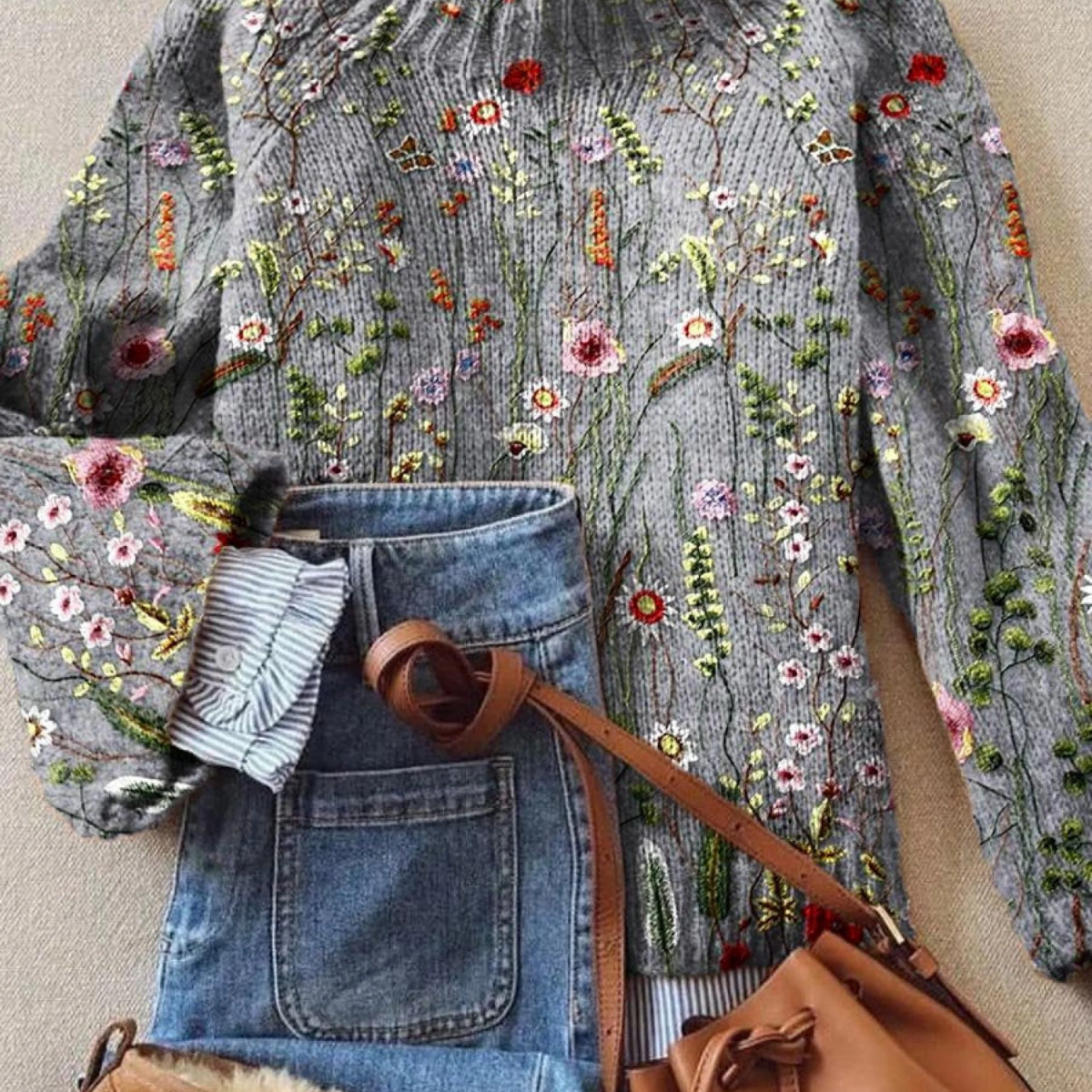 Maurine™ | Vintage Floral Knit Jumper