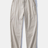 Contrast Trim Textured Zipper Knit Polo & Elastic Waist Straight Leg Trousers
