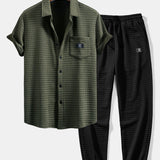 Short-Sleeve Waffle Shirt & Drawstring Waffle Joggers