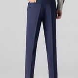 Contrast Trim Ribbed Johnny Collar Knit Polo & Slim Fit Tapered Trousers