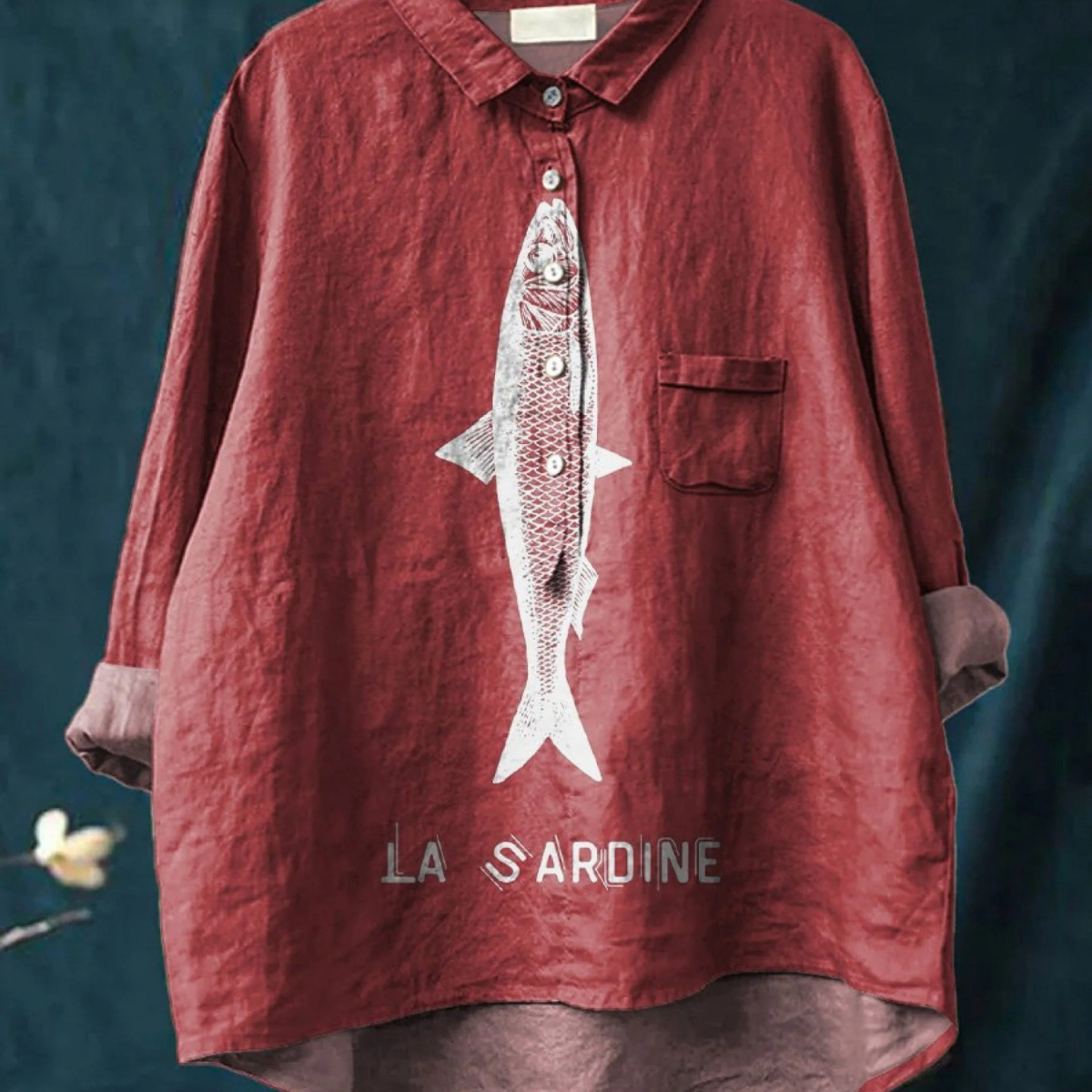 Sophie | Sardine Fish Graphic Printed Women's Casual Shirt