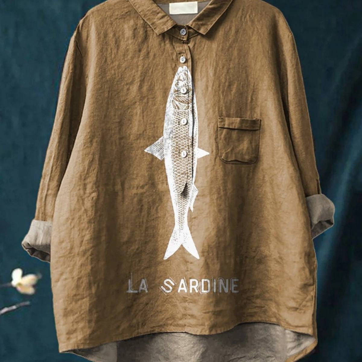 Sophie | Sardine Fish Graphic Printed Women's Casual Shirt