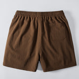 Twisted Jacquard Button Up Knit Shirt & Crinkle Textured Drawstring 5" Shorts