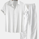 Linen Rayon Mix Button Shirt & Straight Leg Linen Pants