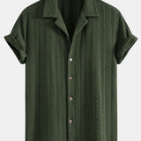 Textured Jacquard Cuban Shirt & Crinkle-Texture Straight-Leg Trousers