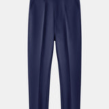 Contrast Trim Ribbed Johnny Collar Knit Polo & Slim Fit Tapered Trousers