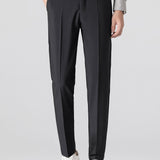 Contrast Trim Ribbed Johnny Collar Knit Polo & Slim Fit Tapered Trousers