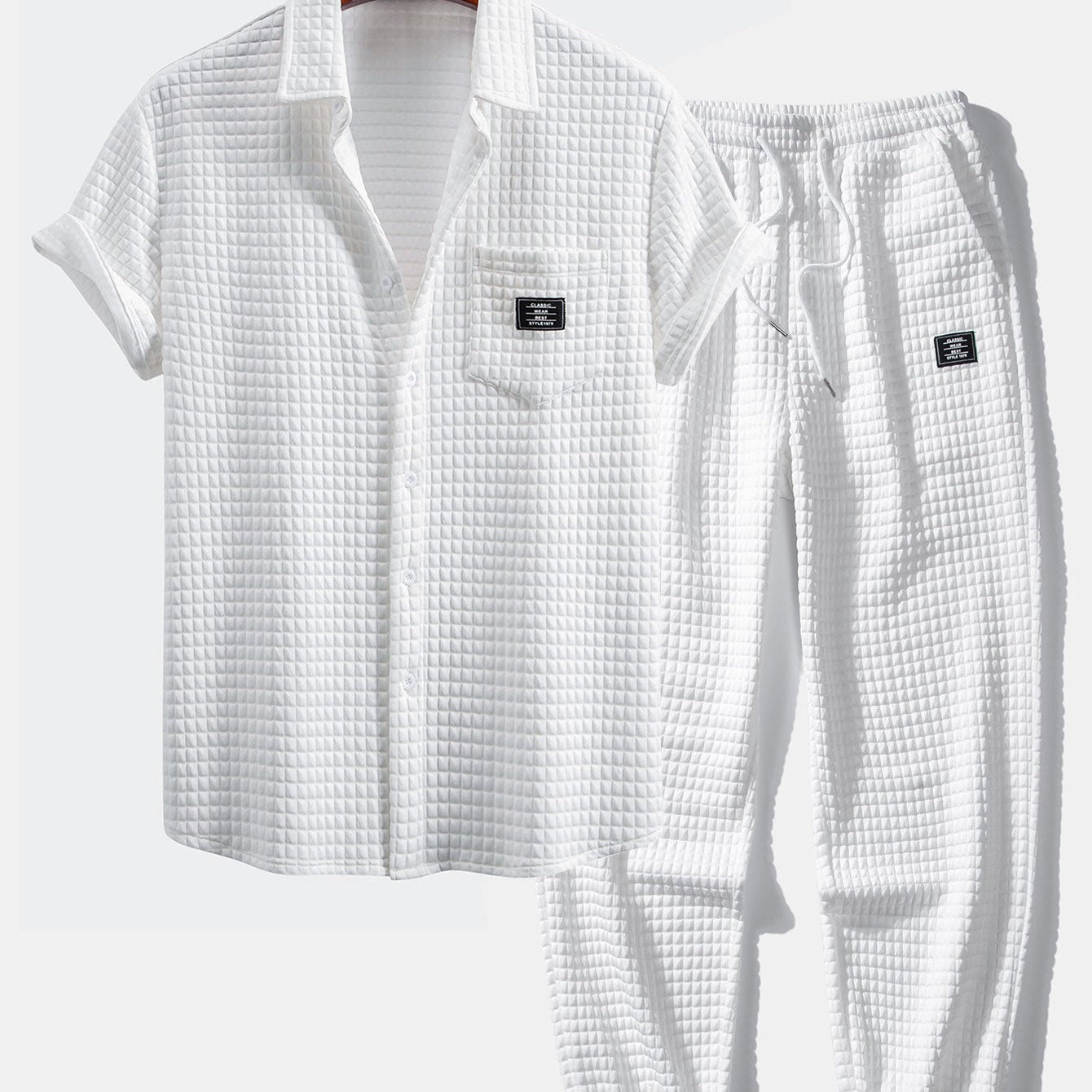 Short-Sleeve Waffle Shirt & Drawstring Waffle Joggers