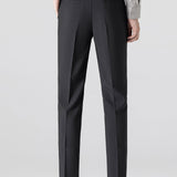 Contrast Trim Ribbed Johnny Collar Knit Polo & Slim Fit Tapered Trousers