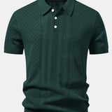 Geometric Jacquard Open Knit Polo & Straight Leg Ribbed Pants