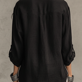 Modern Bohemian Effortless Black Linen Shirt