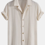 Textured Jacquard Cuban Shirt & Crinkle-Texture Straight-Leg Trousers