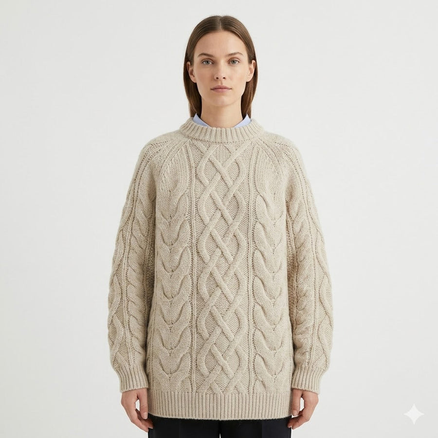 Women's Oversized Cable Knit Sweater — Warm Autumn Jumper