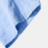 Short Sleeve Linen Look Stand Collar Shirt & Crinkle Textured Straight Leg Pants