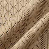 Geometric Jacquard Open Knit Polo & Straight Leg Ribbed Pants