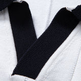 Contrast Trim Ribbed Johnny Collar Knit Polo & Elastic Waist Straight Leg Trousers
