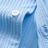 Ribbed Long Sleeve Muscle-Fit Button-Up Shirt