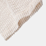 Relax Fit Crocheted V Neck Polo & Crinkle Textured Drawstring 5" Shorts
