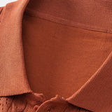 Twisted Jacquard Button Up Knit Shirt & Straight Leg Linen Pants