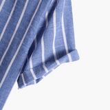 Lorenzo De Luca | Coastal Stripe Mandarin Shirt with Lightweight Comfort For Men