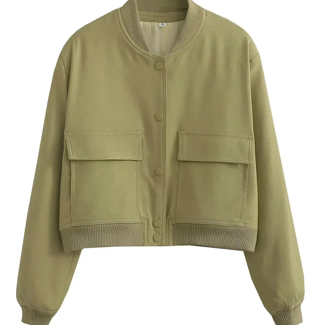 Alessia Romano | Cropped Snap-Button Structured Bomber Jacket For Women