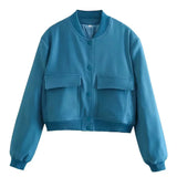 Alessia Romano | Cropped Snap-Button Structured Bomber Jacket For Women
