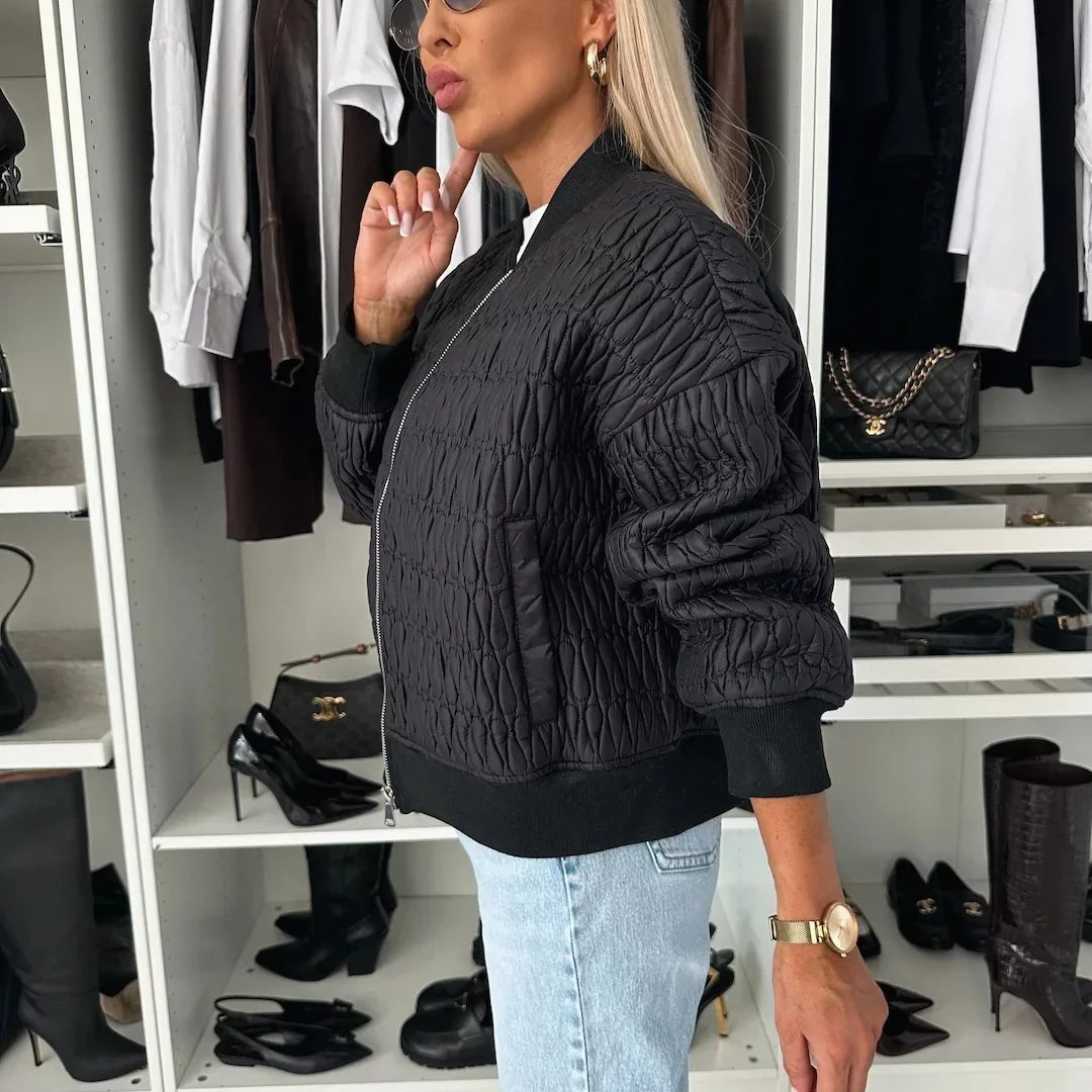 Sophie Laurent | Quilted Bomber Jacket With Luxe Texture For Women