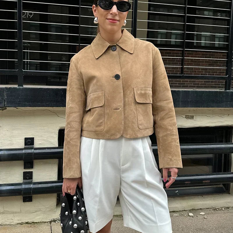 Lucienne Caruso | Cropped Suede Jacket For Women