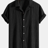 Geometric Jacquard Cuban Shirt & Straight Linen Pants