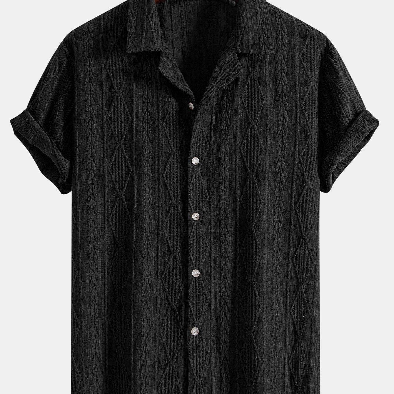 Geometric Jacquard Cuban Shirt