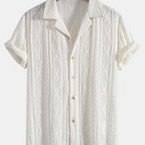 Geometric Jacquard Cuban Shirt & Straight Linen Pants