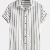 Cotton-Blend Striped Button-Up Shirt & Straight-Leg Linen Trousers