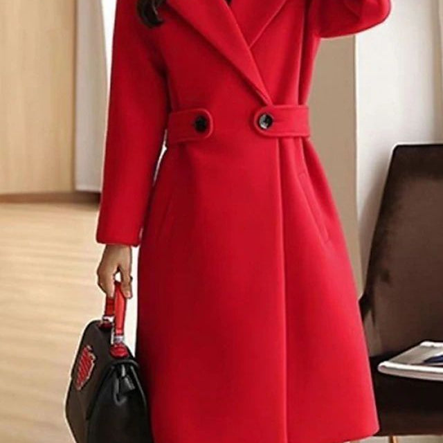 Elena Whitmore | Premium Belted Long Wool Coat For Women